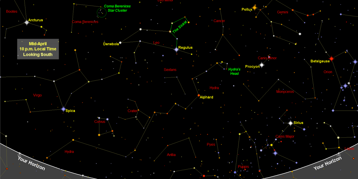 Carte Du Ciel Nocturne D'avril 2021: Constellations Mineures