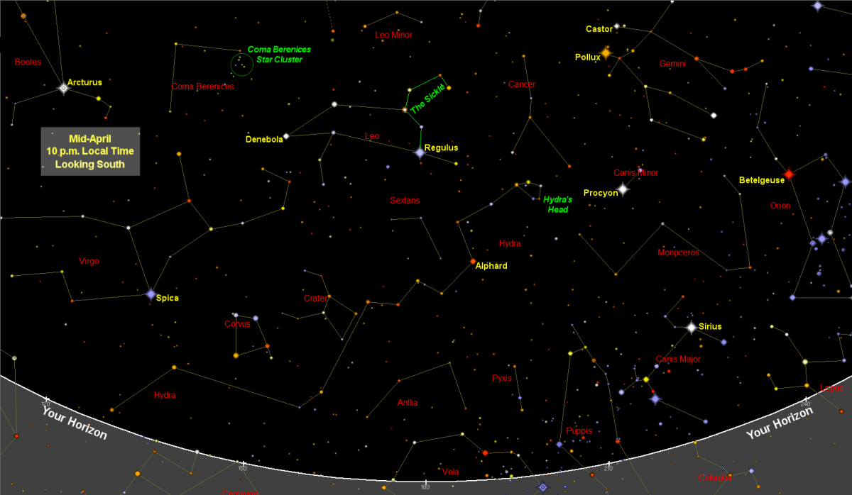 Carte Du Ciel Nocturne D'avril 2021: Constellations Mineures
