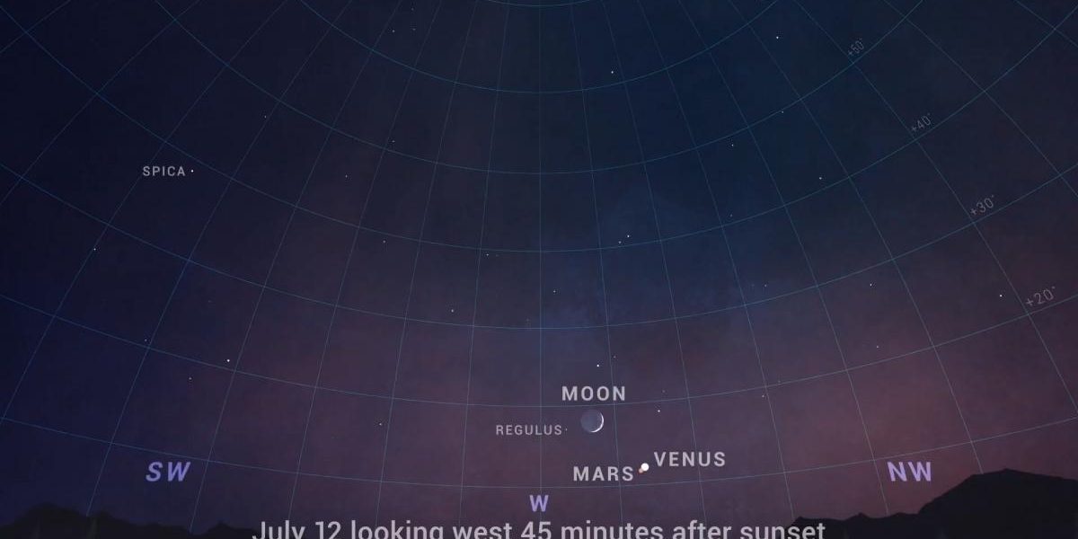 vénus, mars et la lune se rencontrent du 11 au